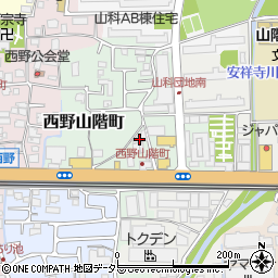 京都府京都市山科区西野山階町周辺の地図
