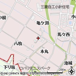愛知県岡崎市小針町八牧周辺の地図