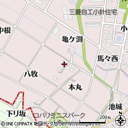 愛知県岡崎市小針町（八牧）周辺の地図