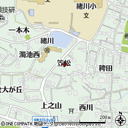 愛知県知多郡東浦町緒川笠松周辺の地図