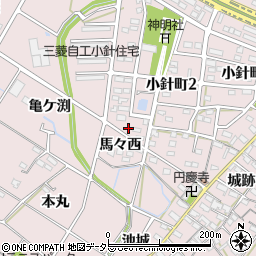 愛知県岡崎市小針町馬々西周辺の地図