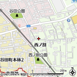 愛知県知立市谷田町西ノ割周辺の地図