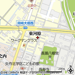 愛知県岡崎市北野町（東河原）周辺の地図