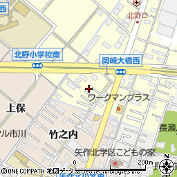 愛知県岡崎市北野町西河原周辺の地図