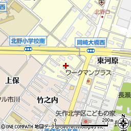 愛知県岡崎市北野町（西河原）周辺の地図