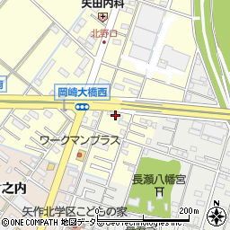 愛知県岡崎市北野町東河原20周辺の地図