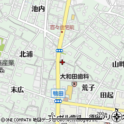岡崎鴨田郵便局周辺の地図