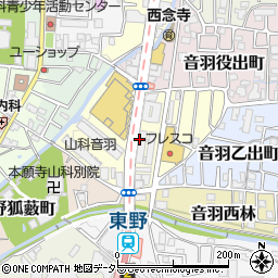 京都府京都市山科区音羽野田町周辺の地図