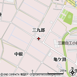 愛知県岡崎市小針町三九郎周辺の地図