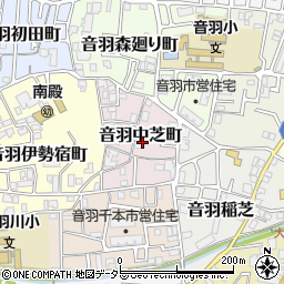京都府京都市山科区音羽中芝町周辺の地図