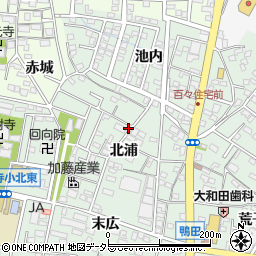 愛知県岡崎市鴨田町北浦周辺の地図