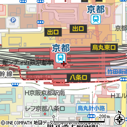 セブンイレブンアントレマルシェ京都西口改札内店周辺の地図