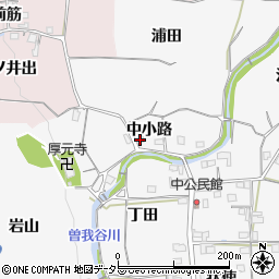 京都府亀岡市曽我部町中（中小路）周辺の地図
