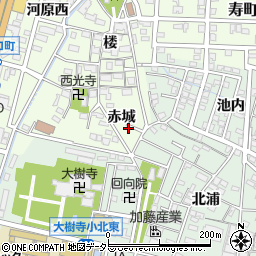 愛知県岡崎市井ノ口町赤城周辺の地図