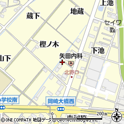 愛知県岡崎市北野町樫ノ木周辺の地図