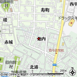 愛知県岡崎市鴨田町池内周辺の地図