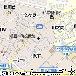 愛知県岡崎市橋目町屋敷34周辺の地図
