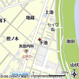 愛知県岡崎市北野町下池周辺の地図