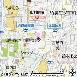 京都市　公設民営社会福祉施設京都市山科障害者授産所周辺の地図