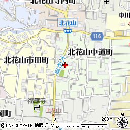 京都府京都市山科区北花山中道町周辺の地図