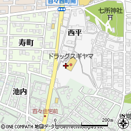 愛知県岡崎市百々町七社周辺の地図