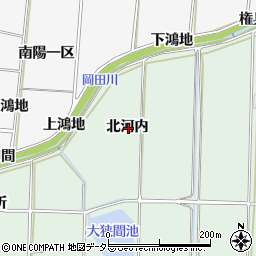 愛知県知多郡東浦町緒川北河内周辺の地図