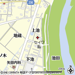 愛知県岡崎市北野町（上池）周辺の地図