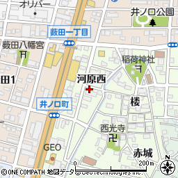 愛知県岡崎市井ノ口町（河原西）周辺の地図