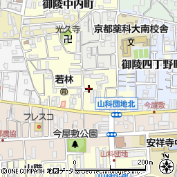 京都府京都市山科区厨子奥若林町周辺の地図