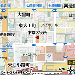 下京区役所　福祉介護課医療券担当周辺の地図