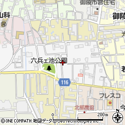 京都府京都市山科区厨子奥尾上町周辺の地図