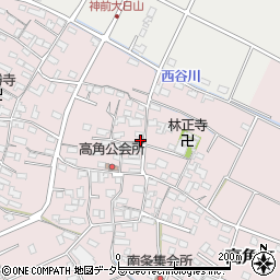 三重県四日市市高角町周辺の地図