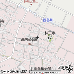 三重県四日市市高角町周辺の地図
