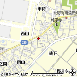 愛知県岡崎市北野町西山周辺の地図