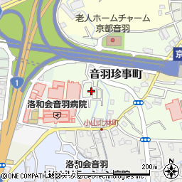 京都府京都市山科区音羽珍事町周辺の地図