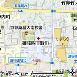 京都府京都市山科区御陵四丁野町周辺の地図
