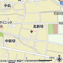 愛知県知立市西中町北新切周辺の地図