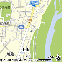愛知県岡崎市北野町東山23周辺の地図