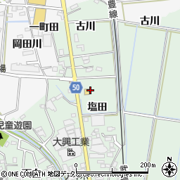 愛知県知多郡東浦町緒川塩田周辺の地図