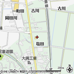 愛知県東浦町（知多郡）緒川（塩田）周辺の地図