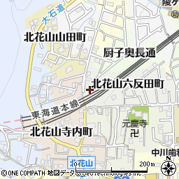 京都府京都市山科区北花山六反田町周辺の地図