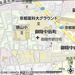 京都府京都市山科区御陵中筋町周辺の地図