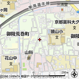京都府京都市山科区御陵血洗町28-1周辺の地図