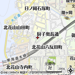京都府京都市山科区厨子奥長通周辺の地図