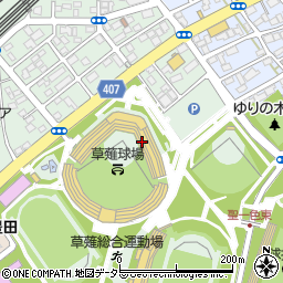 草薙総合運動場　野球場・大会時本部席周辺の地図