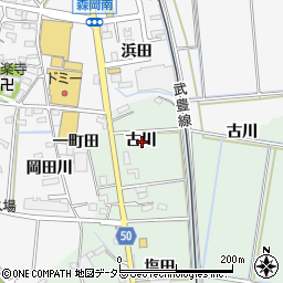 愛知県知多郡東浦町緒川古川周辺の地図