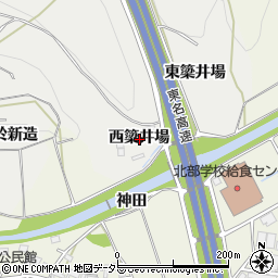 愛知県岡崎市西阿知和町西簗井場周辺の地図