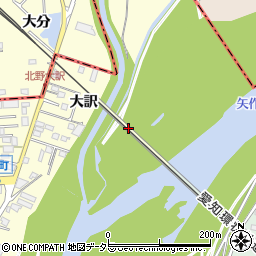 愛知県岡崎市北野町欠間周辺の地図