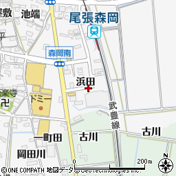愛知県東浦町（知多郡）森岡（浜田）周辺の地図