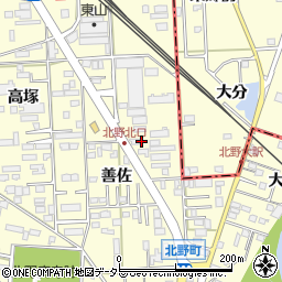愛知県岡崎市北野町（一番訳）周辺の地図